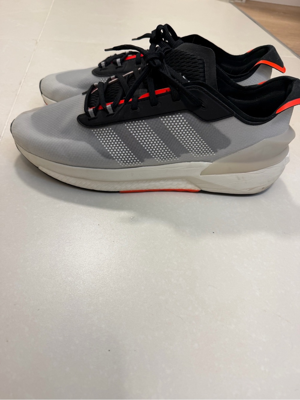 Adidas Boots Men’s Gray and Black Sneakers with Red Accents